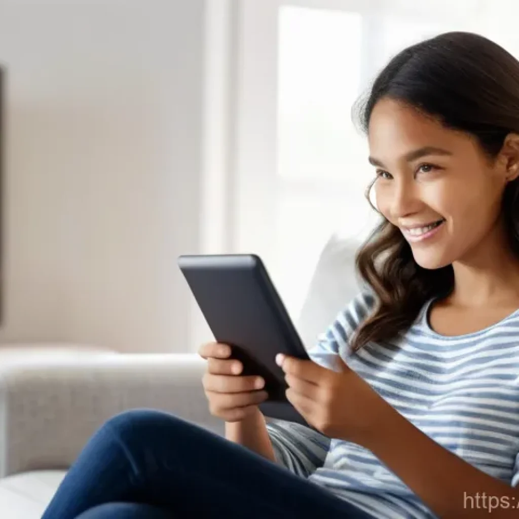 OTT 부모 설정 기능 - **Prompt:** A warm, inviting living room scene. A mother, in her late 30s, with a gentle smile, is s...