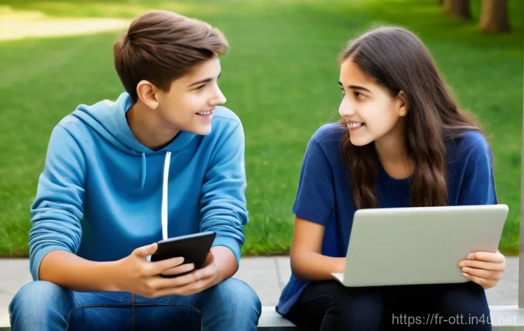 OTT 부모 설정 기능 - **Prompt:** A vibrant and balanced family scene showcasing both digital engagement and non-digital a...