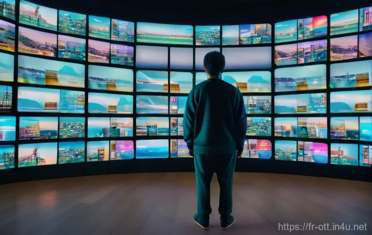 OTT의 한계점 - **Subscription Overload & Financial Strain:** A frustrated young adult (approximately 25-30 years ol...