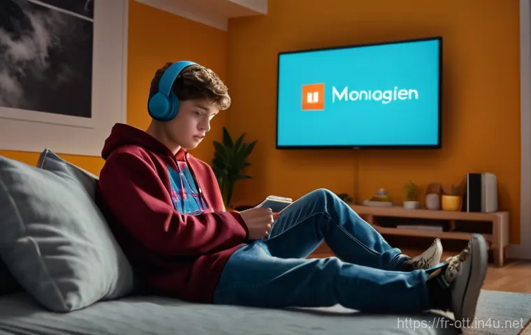 OTT의 한계점 - **Content Fragmentation & Endless Search:** A person (approximately 30-40 years old), dressed in com...