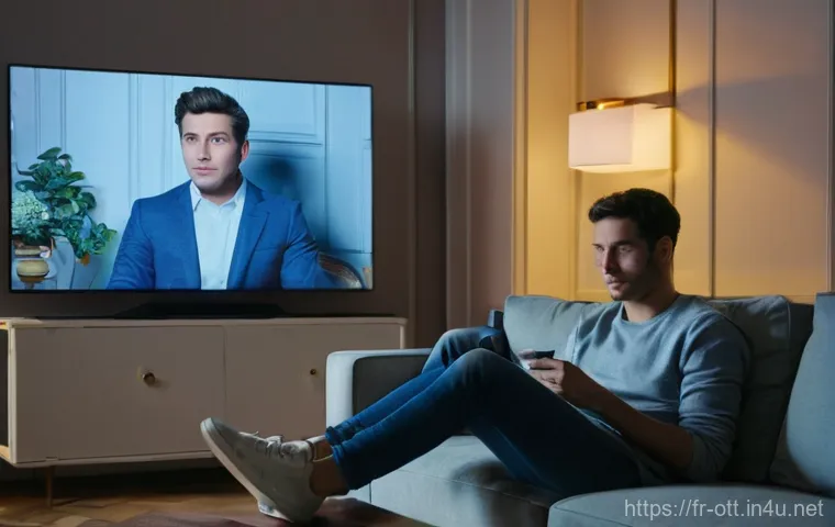 OTT 월간 결제 플랜 - **Prompt: Streaming Overload in a Parisian Apartment**
A wide shot of a young adult, possibly in...