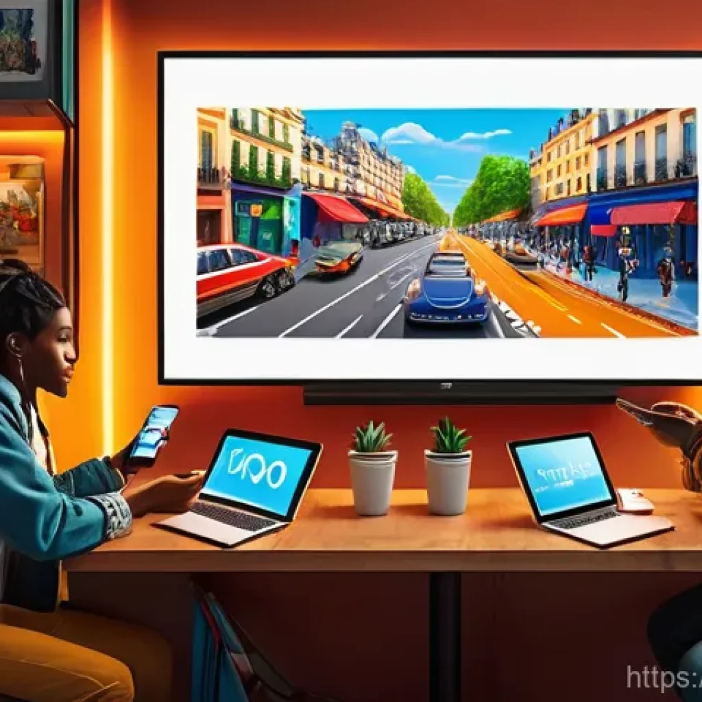 OTT 콘텐츠 제작에 투자하기 - **Prompt:** A vibrant, dynamic illustration depicting the "Streaming Revolution." A diverse group of...