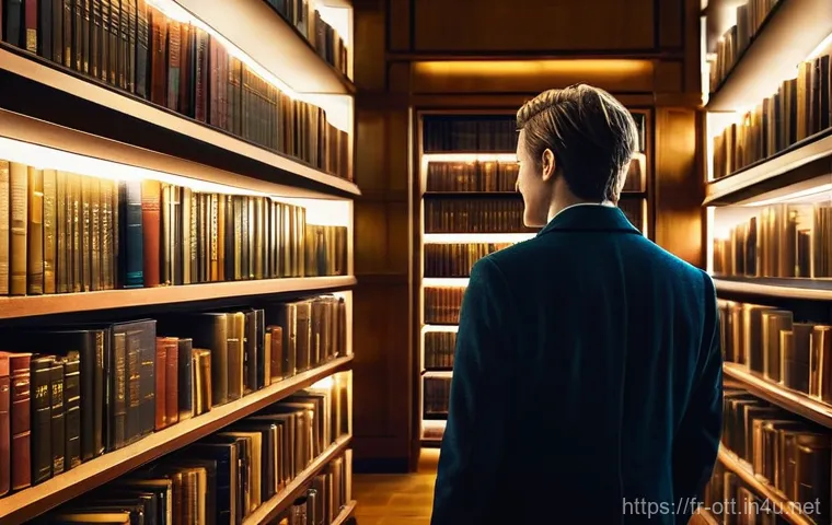 OTT 콘텐츠 성공 요인 - **The Infinite Scroll of Discovery:**
"A visually stunning, expansive digital library stretching...