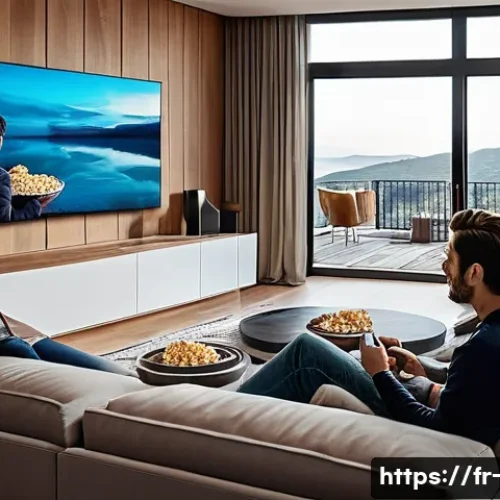 OTT 스마트폰 연결 방법 - **Prompt 1: The Ultimate Wireless Home Cinema Experience**
    "A cozy, modern living room bathed in...