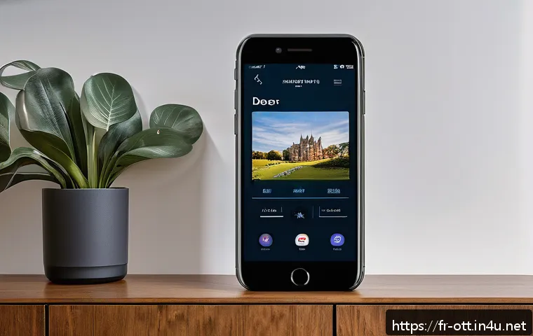 OTT와 모바일 스트리밍 - A modern smartphone displaying a sleek video streaming app interface in French, showing smooth playb...