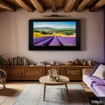 OTT 플랫폼 대체재 - A cozy French countryside living room scene showcasing a diverse group of content creators and viewe...